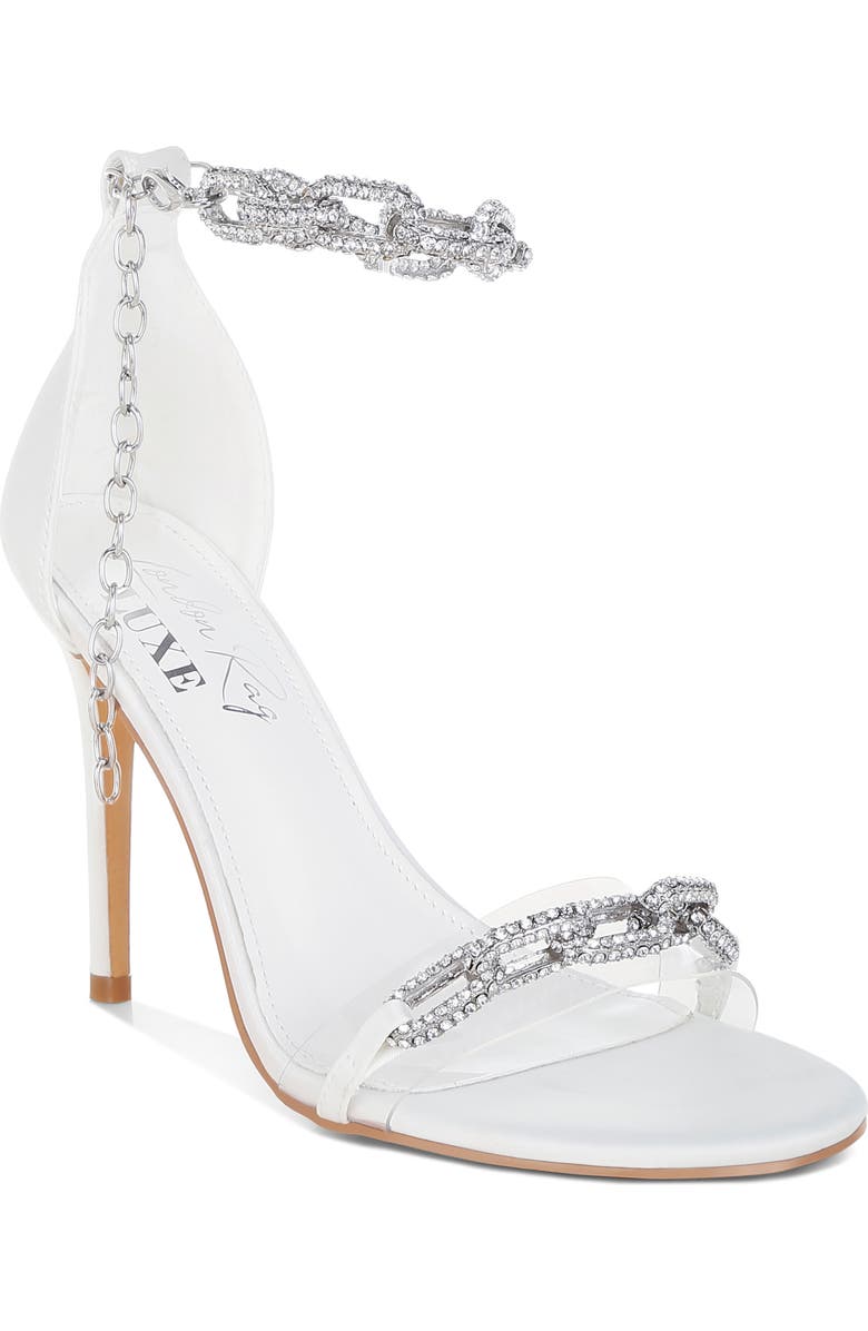 LONDON RAG Rabenda Rhinestone Stiletto Sandal, Main, color, White