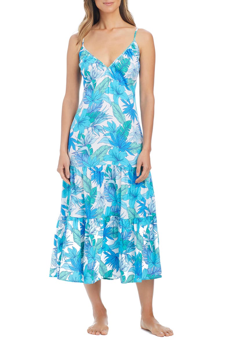 Print Cover-Up Midi Dress, Main, color, COOL