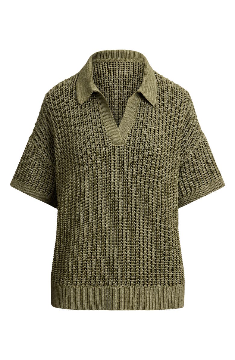 Lauren Ralph Lauren Linen Blend Knit Polo, Alternate, color, Light Agave Green