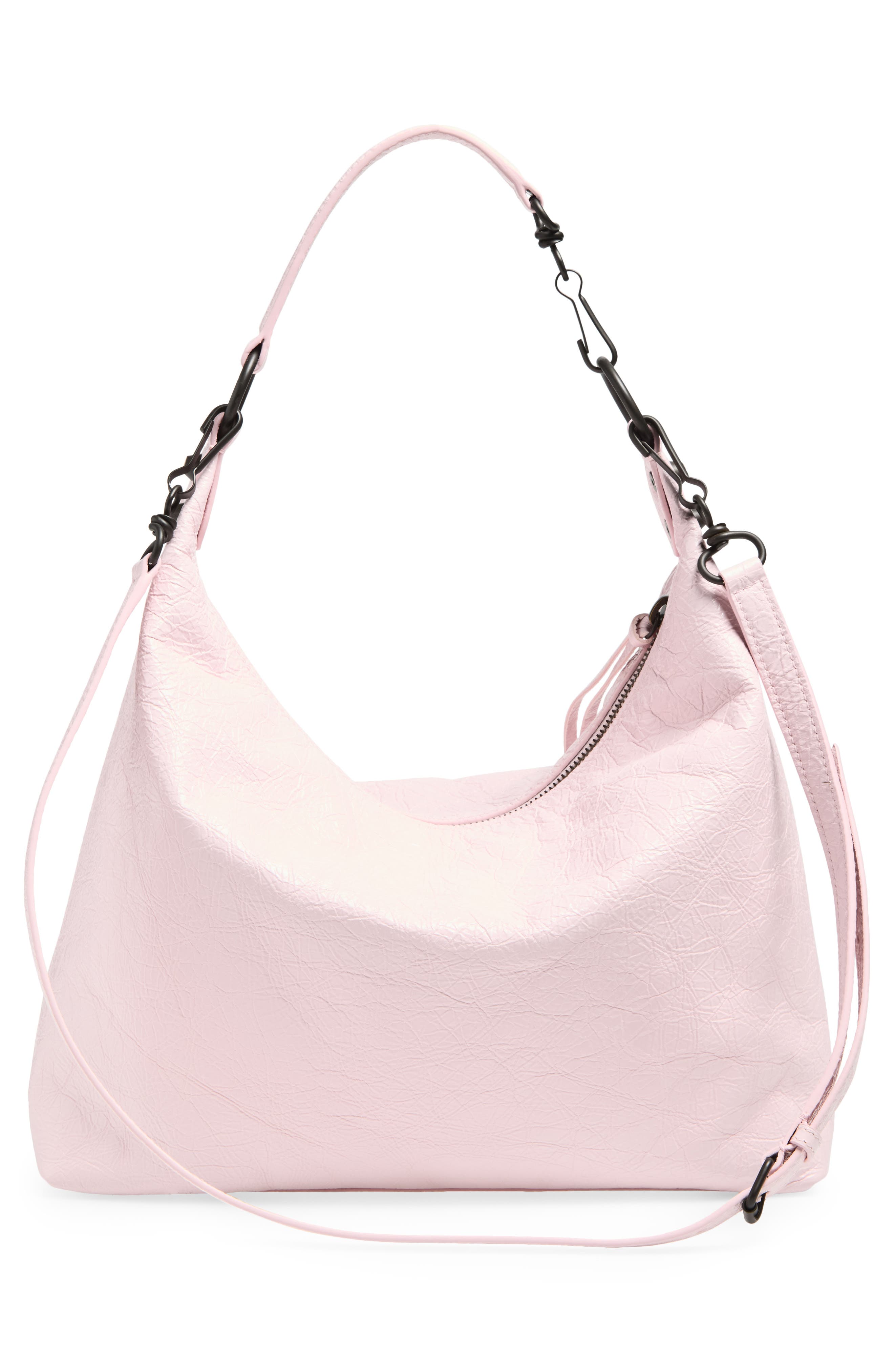 Balenciaga Small Le City Crinkle Leather Hobo Bag, Alternate, color, 5723 Petal Pink