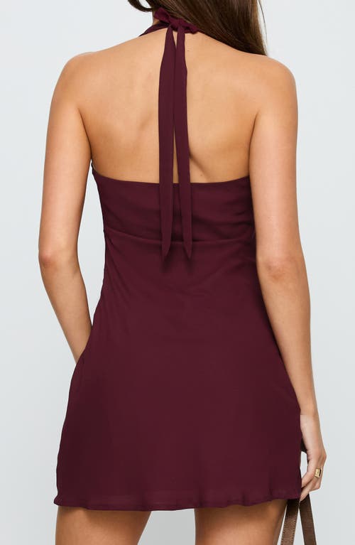 Princess Polly Ocean Boulevard Plunge Halter Neck Minidress In Purple