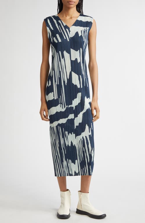 ISSEY MIYAKE PLEATS PLEASE ISSEY MIYAKE REFRACTION PRINT PLEATED MIDI DRESS 