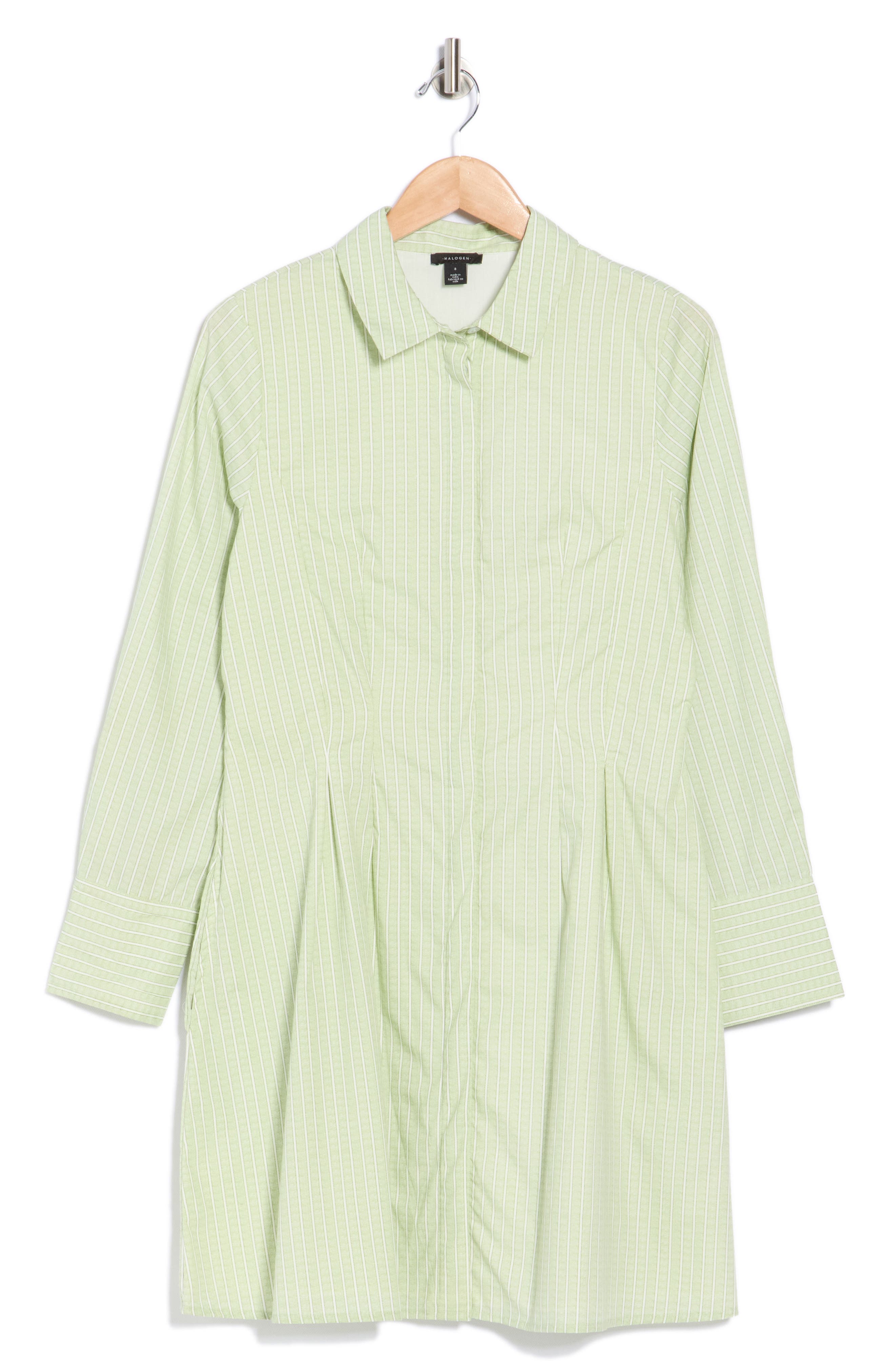Halogen® Stripe Long Sleeve Cotton Shirtdress