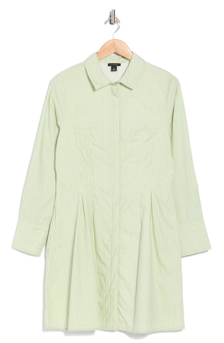 Halogen<sup>®</sup> Stripe Long Sleeve Cotton Shirtdress, Main, color, Green Multi
