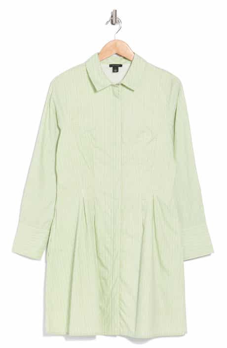 Halogen® Stripe Long Sleeve Cotton Shirtdress