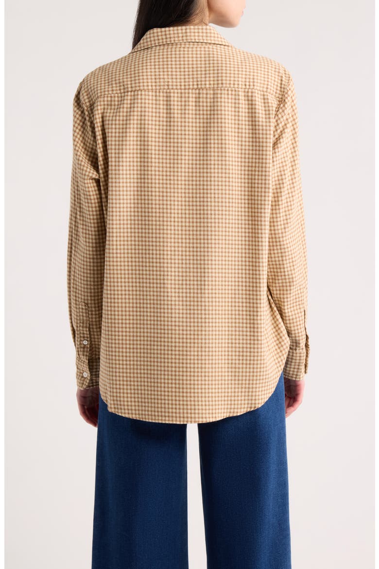 Eileen Relaxed Plaid Cotton Flannel Shirt, Alternate, color, SAND BROWN CREAM SMALL PLAID