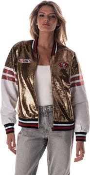 THE WILD COLLECTIVE Women's The Wild Collective Gold San Francisco 49ers Sequin Bomber Jacket
