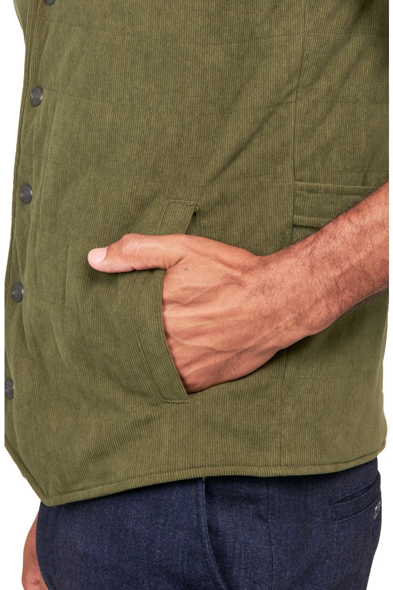 Slim Fit Camp Collar Corduroy Snap-Up Vest, Alternate, color, OLIVE