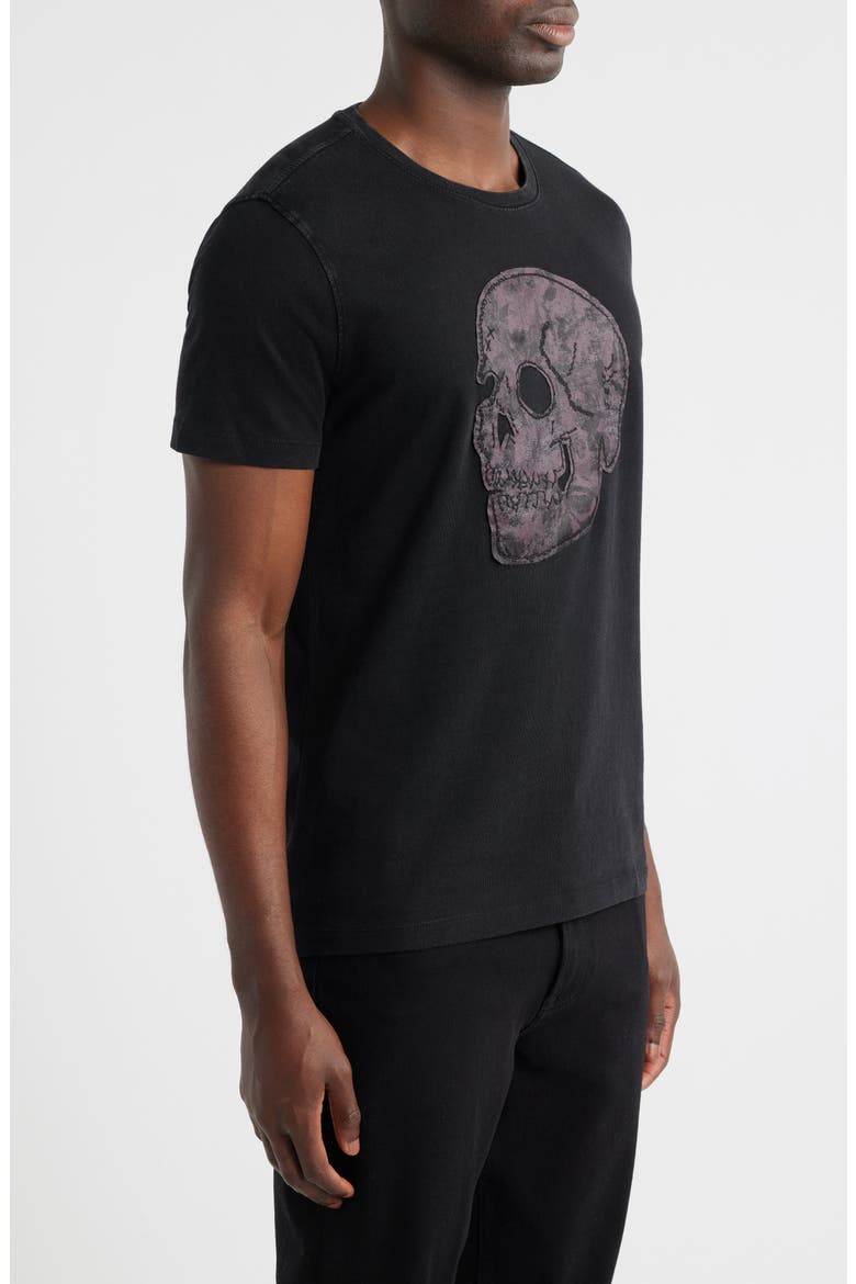 Skull Appliqué Organic Cotton T-Shirt, Alternate, color, BLACK