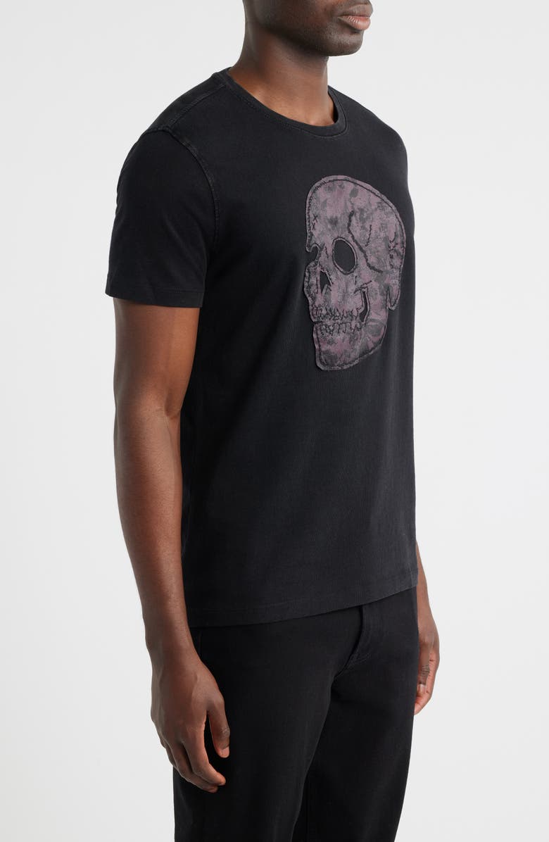 John Varvatos Skull Appliqué Organic Cotton T-Shirt, Alternate, color, Black
