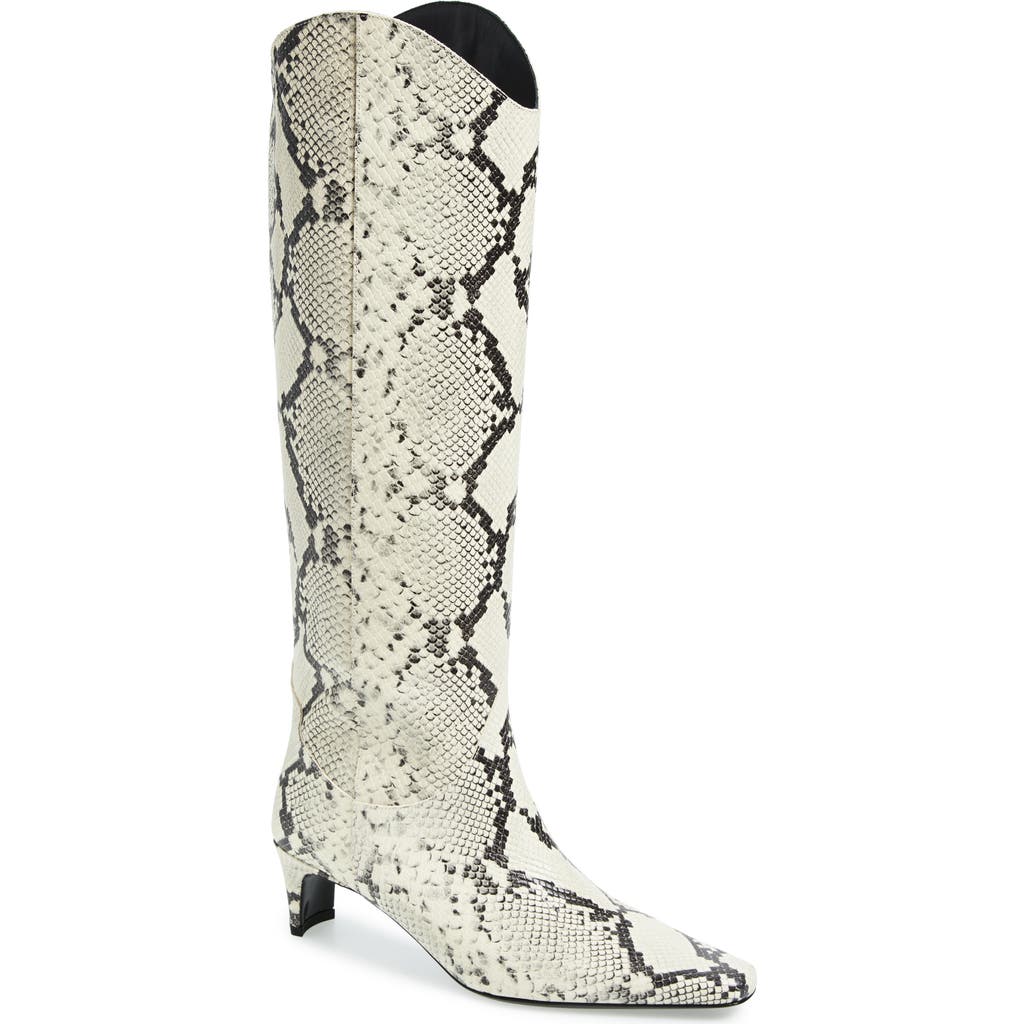 Staud Western Wally Boots White Snake In White