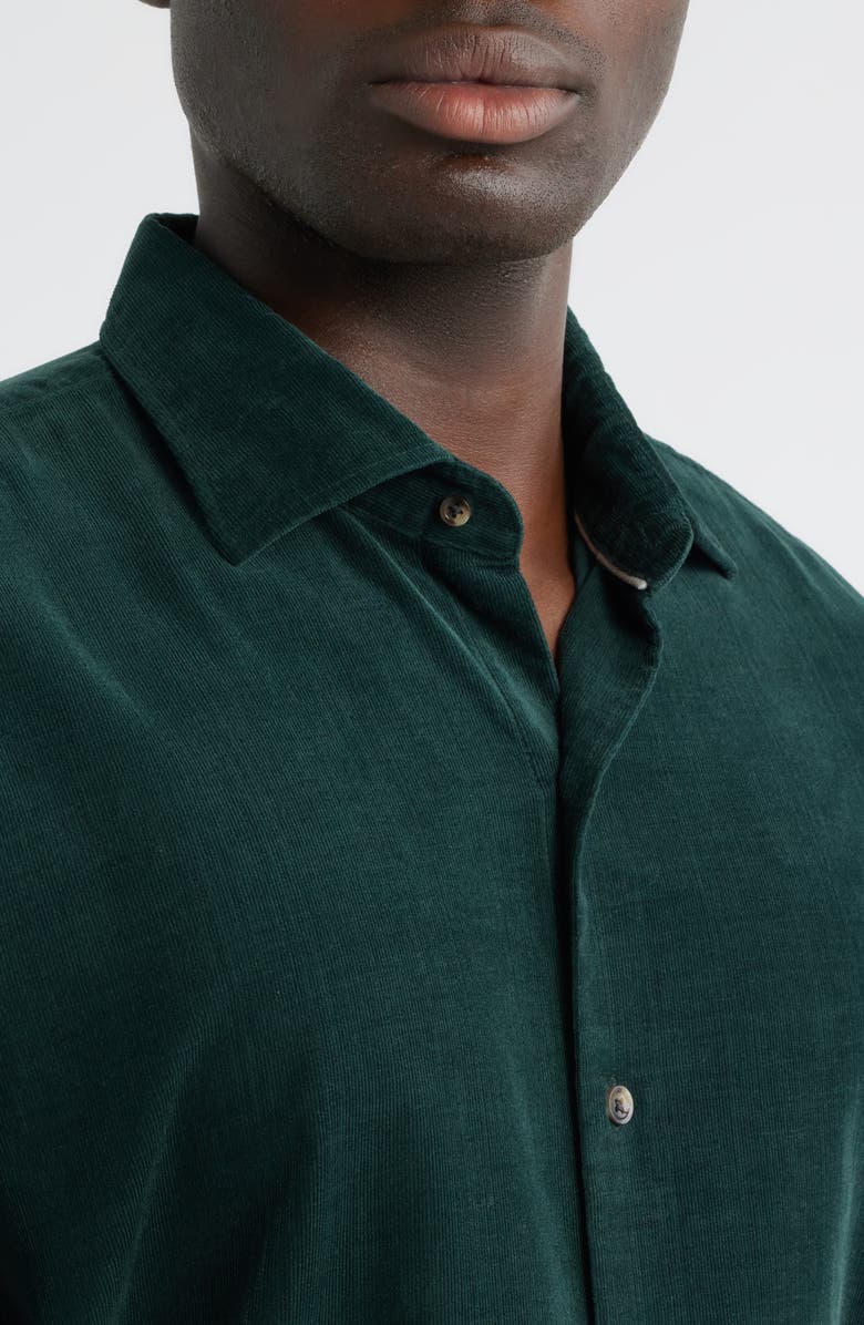 Peter Millar Cotton & Cashmere Corduroy Button-Up Shirt, Alternate, color, Deep Verdant