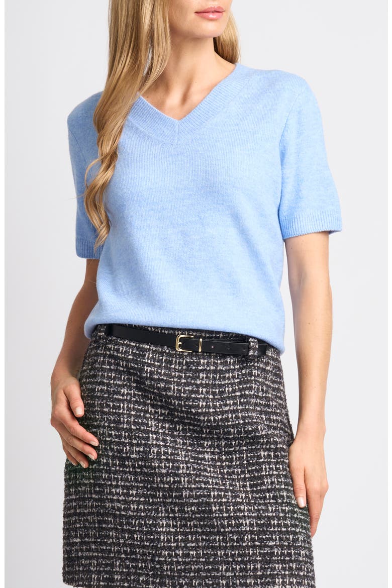 Short Sleeve V-Neck Sweater, Main, color, MARINE BLUE