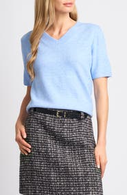 Halogen® Short Sleeve V-Neck Sweater