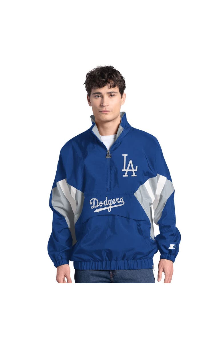 STARTER Men's Starter  Royal Los Angeles Dodgers Cooperstown Chief Half-Zip Pullover, Main, color, 