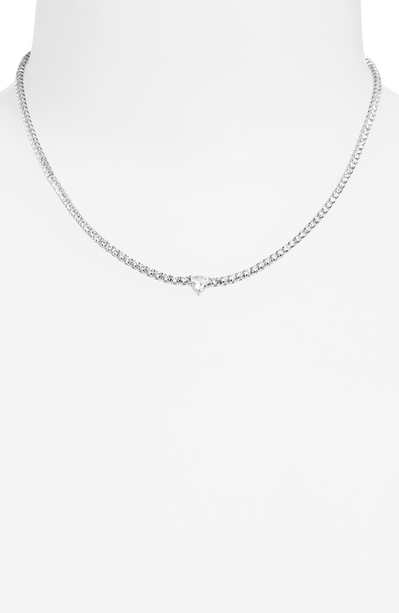 NORDSTROM RACK Cubic Zirconia Tennis Necklace, Alternate, color, Clear- Silver