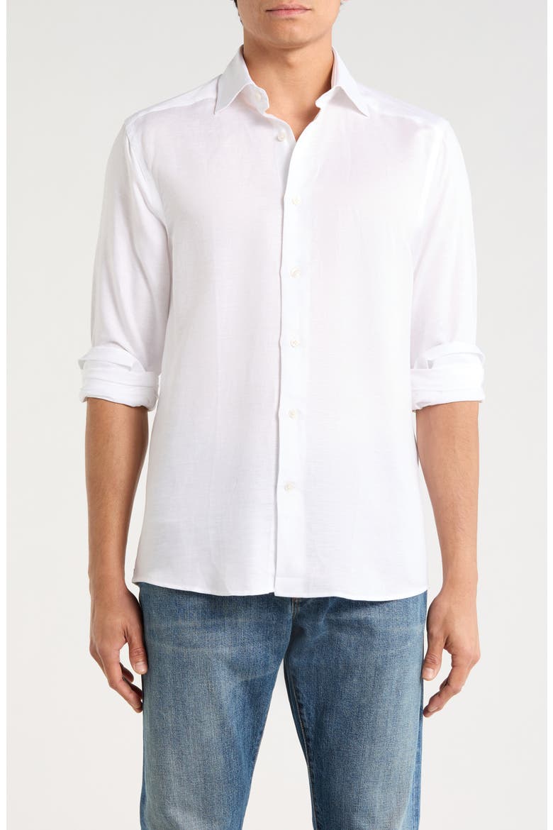 Herschel Linen & Tencel™ Blend Button-Up Shirt, Main, color, WHITE