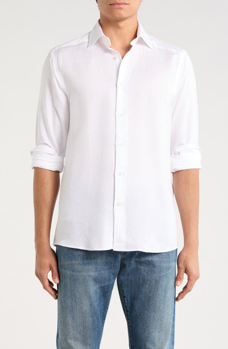 Jack Victor Herschel Linen & Tencel<sup>™</sup> Blend Button-Up Shirt, Main, color, White