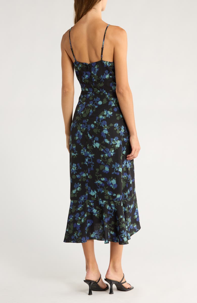 Chelsea28 Faux Wrap Midi Dress, Alternate, color, Black- Blue Floral