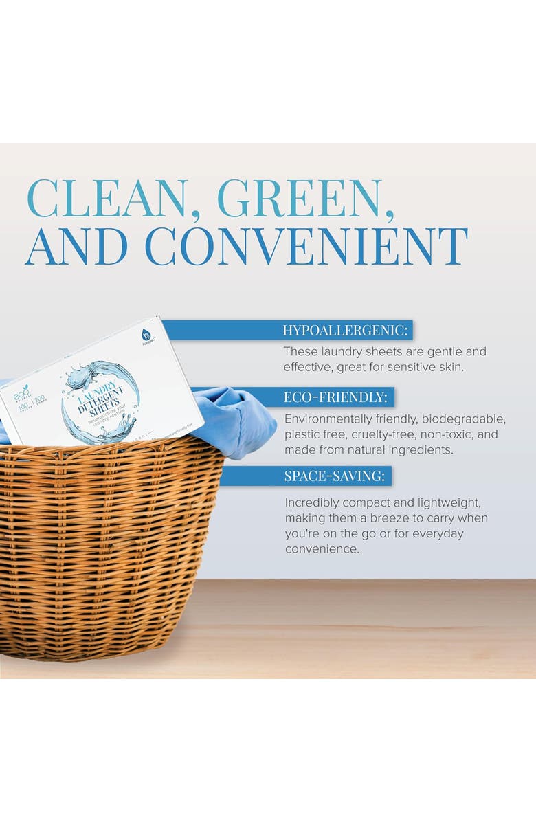 PURSONIC Natural Laundry Detergent Sheets – Fresh Linen Scent, Alternate, color, White
