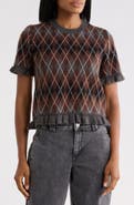NVLT Ruffle Sleeve Argyle Sweater