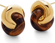 Monica Vinader x Kate Young Tiger's Eye Link Stud Earrings