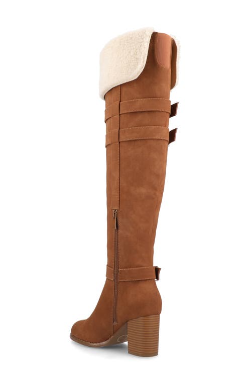 Journee Collection Alyza Faux Shearling Over-the-knee Boot In Brown