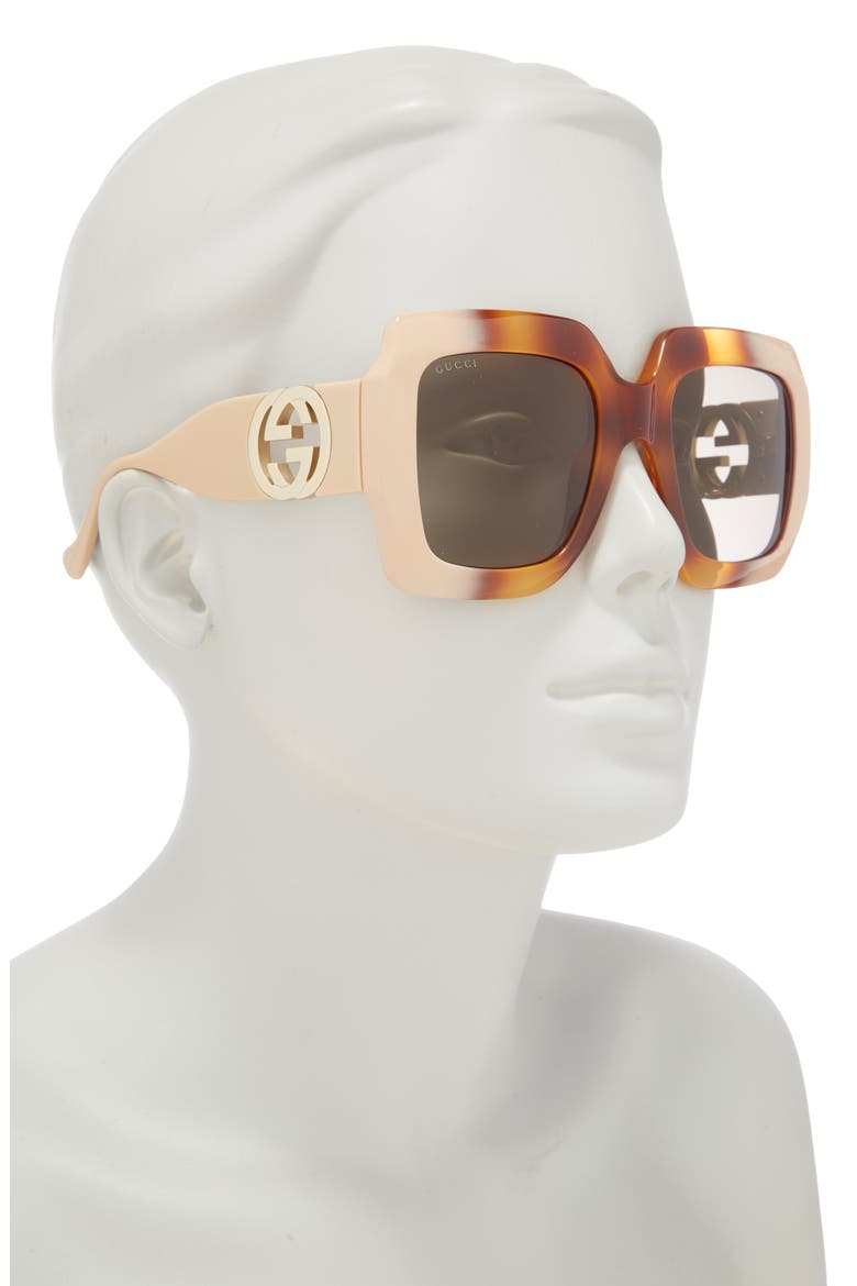 54mm Square Sunglasses, Alternate, color, HAVANA IVORY BROWN