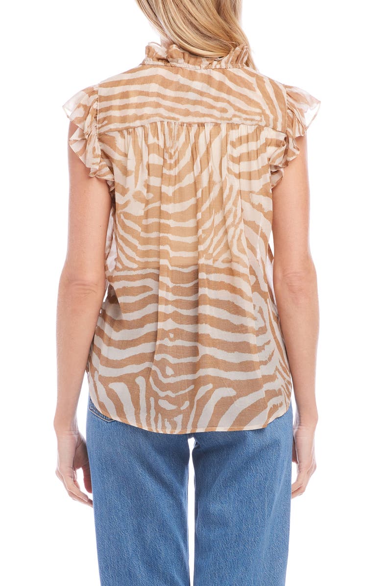 FIFTEEN TWENTY Zebra Print Ruffle Sleeve Georgette Top, Alternate, color, 