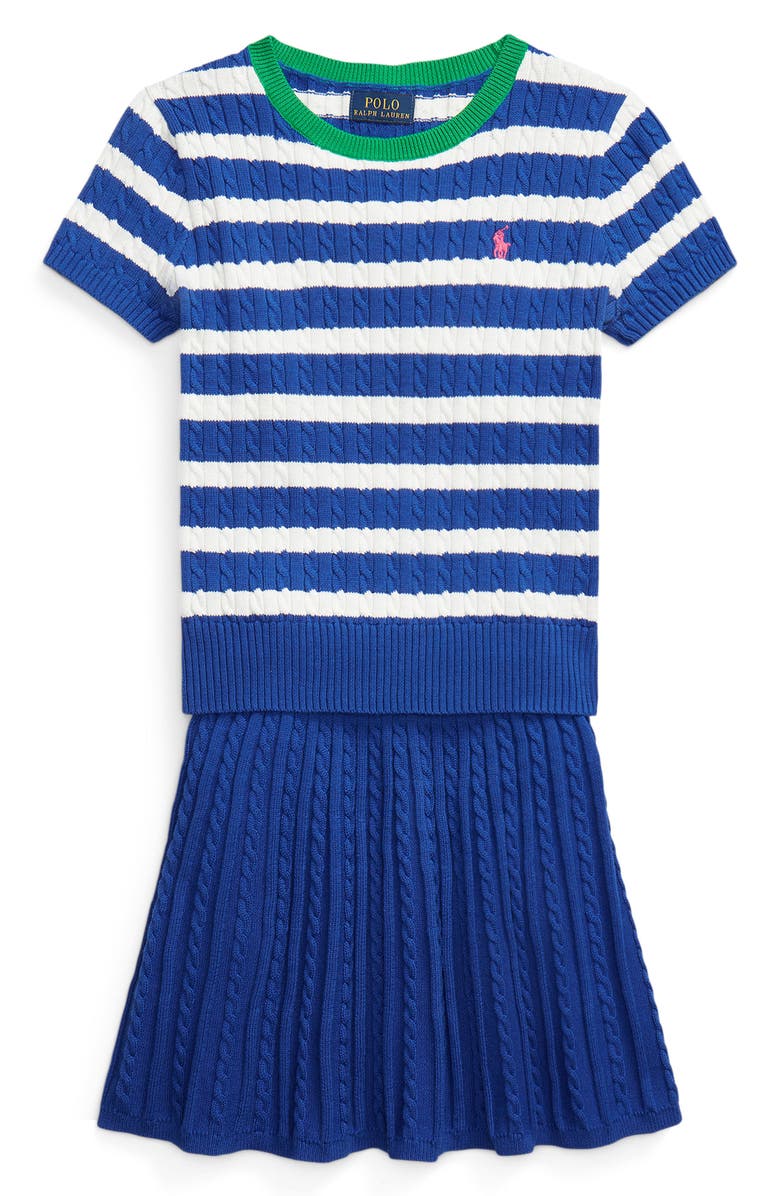 Polo Ralph Lauren Kids' Cable Knit Sweater & Skirt Set, Main, color, 