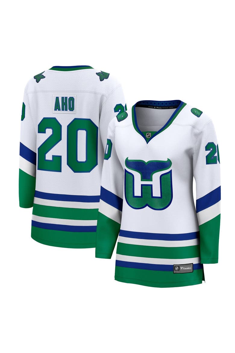 Women's Fanatics Branded Sebastian Aho White Carolina Hurricanes Whalers Premier Breakaway Jersey, Main, color, White