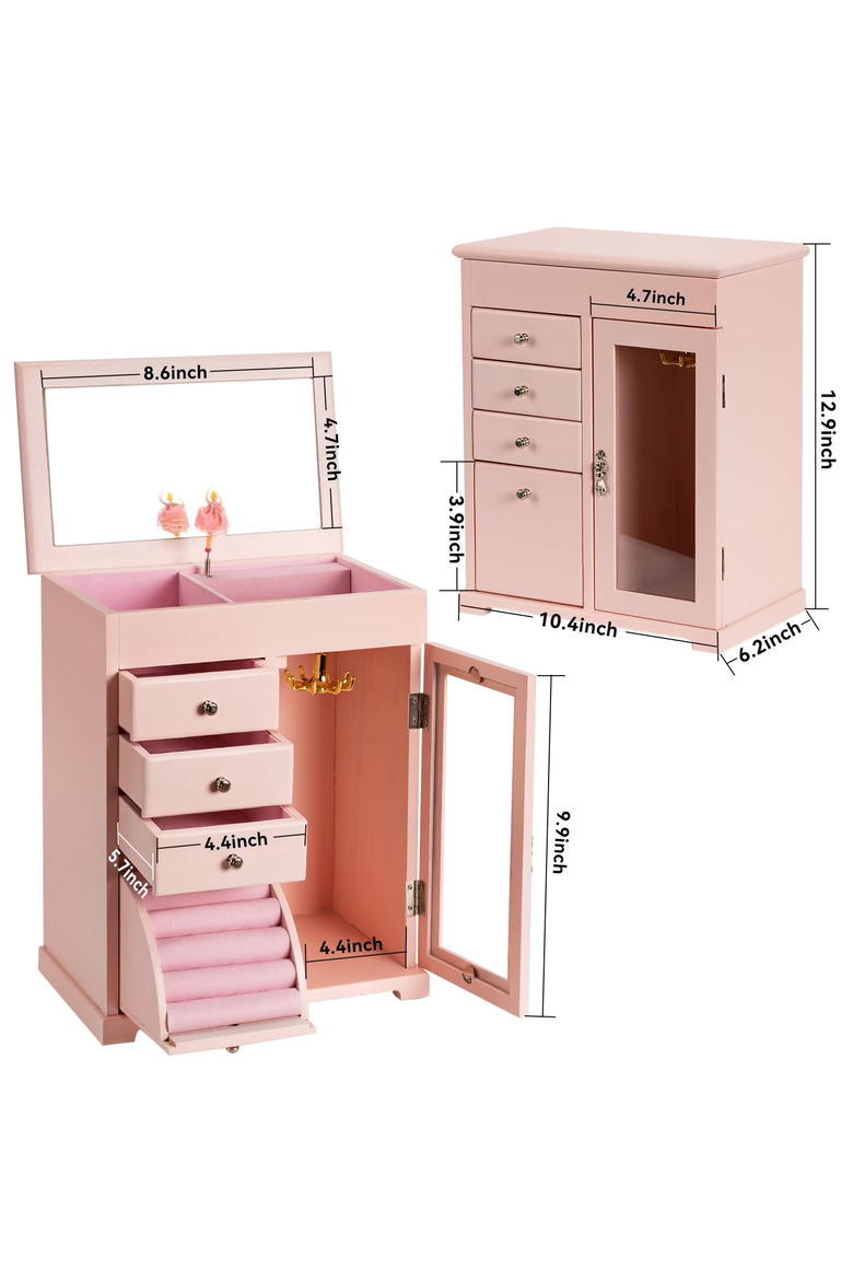 Wooden Pink Ballerina Musical Jewelry Storage Chest for Girls, Alternate, color, Pink
