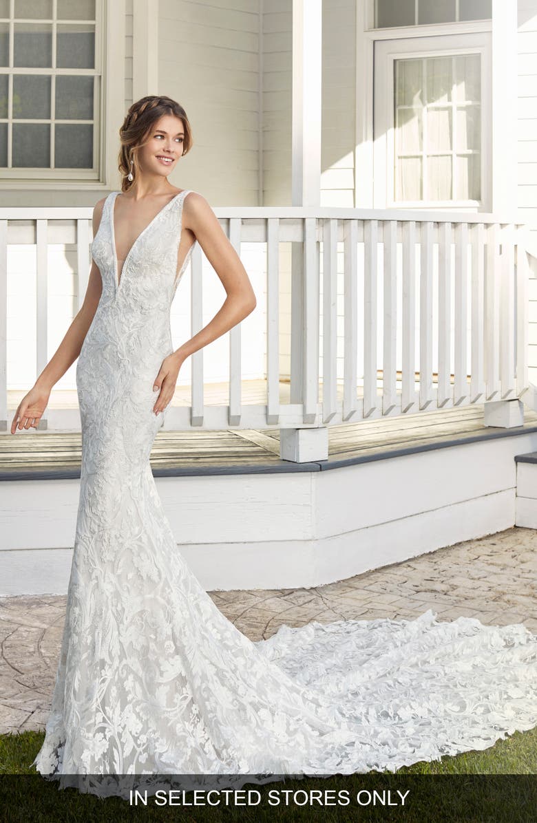 Rosa Clará Cecilia Lace Mermaid Wedding Dress, Main, color, 