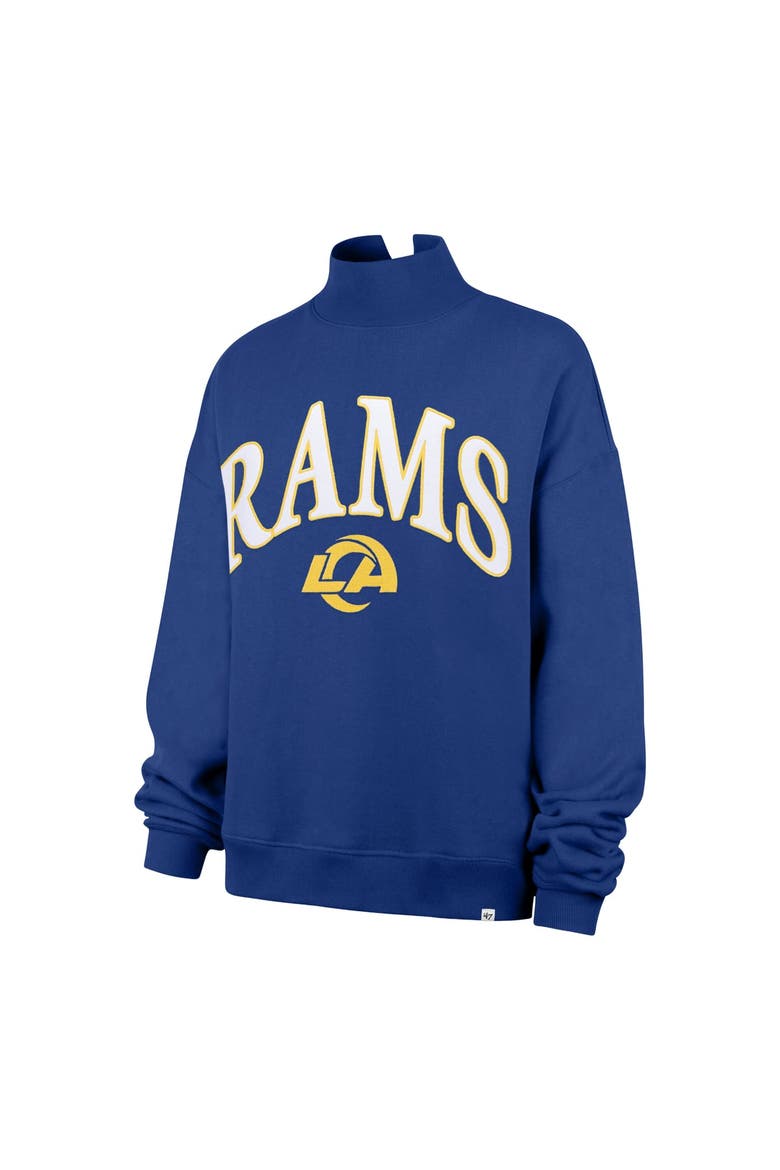 Women's '47 Royal Los Angeles Rams Oversized Vantage Mock Neck Sweatshirt, Alternate, color, Royal