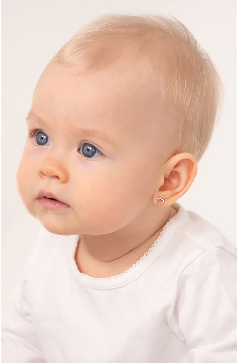 In Season Jewelry 14k Tiny Heart Earrings, Alternate, color, Silver