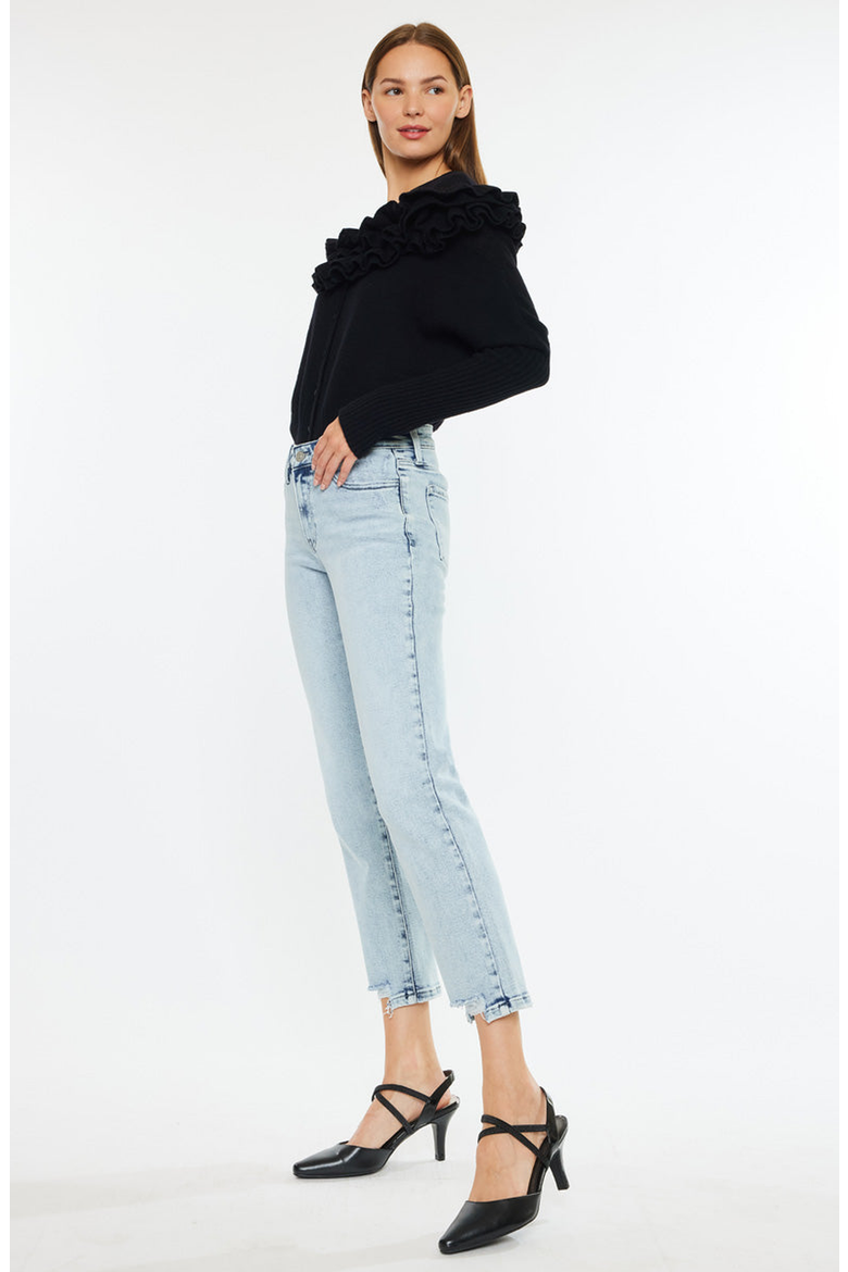 Pam Essentials Mid Rise Crop Straight Jeans, Alternate, color, Medium Wash