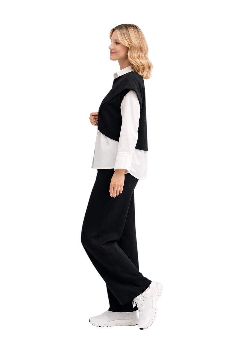 Cool Knit Flexible Waist Palazzo Pants, Alternate, color, Black