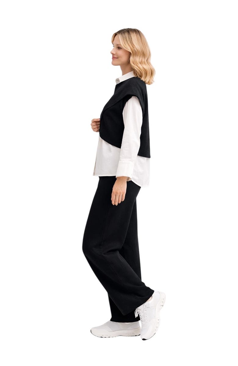 Accouchée Cool Knit Flexible Waist Palazzo Pants, Alternate, color, Black