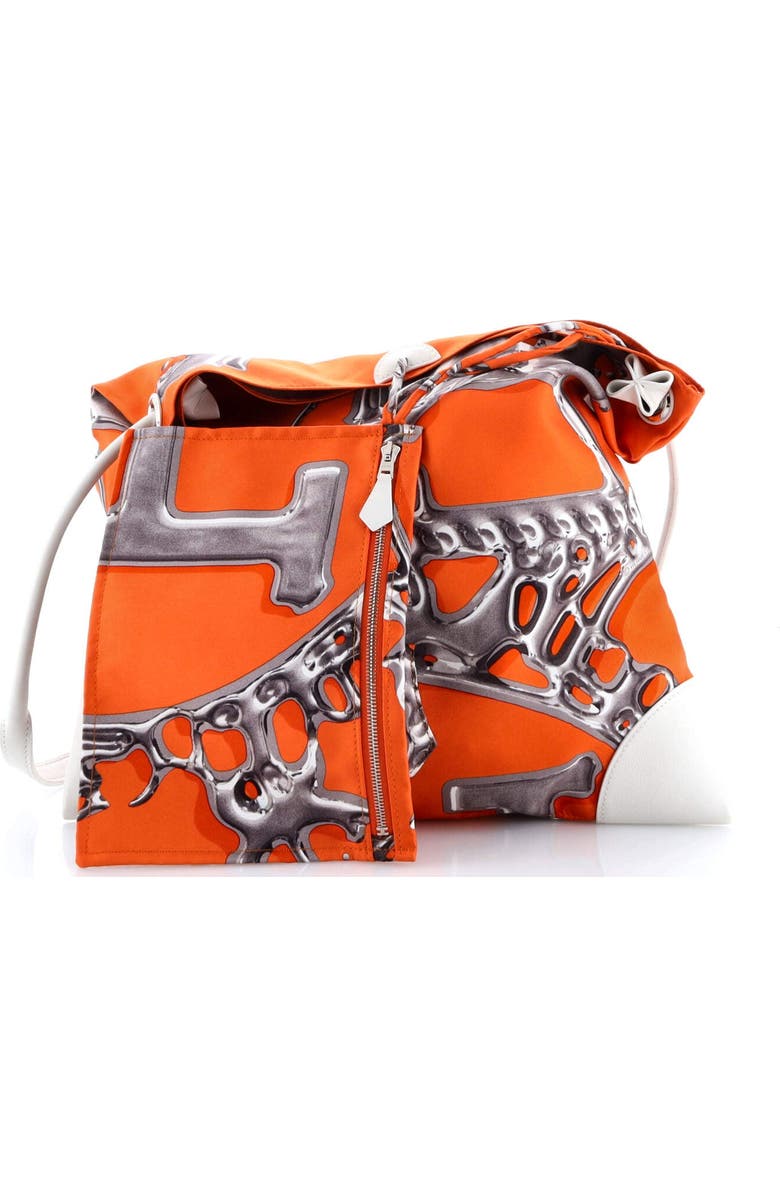 Pre-Owned Hermes Silky City Bag Printed Silk and Leather PM, Alternate, color, Orange