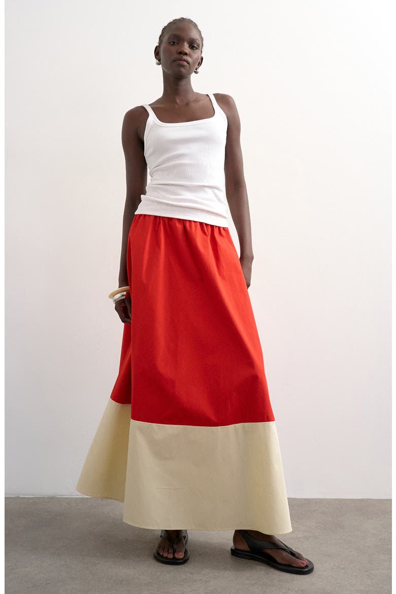 Colorblock Maxi Skirt, Alternate, color, ORANGE