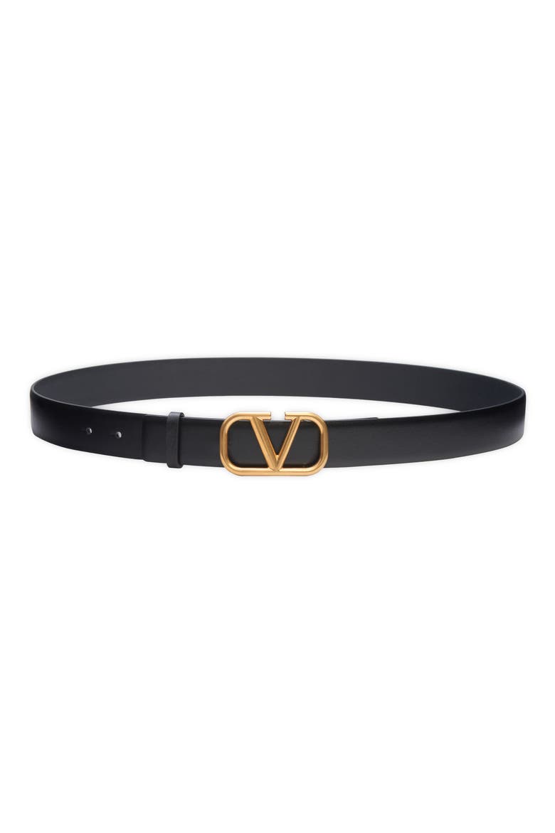 VLOGO Buckle Leather Belt, Main, color, 0NO-NERO