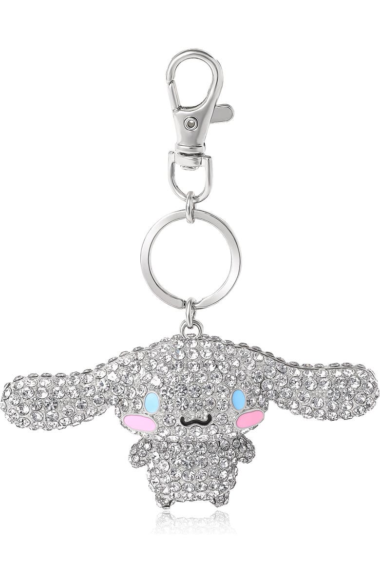 Hello Kitty Cinnamoroll Crystal-Embellished Keychain Travel Bag Charm, Main, color, Silver