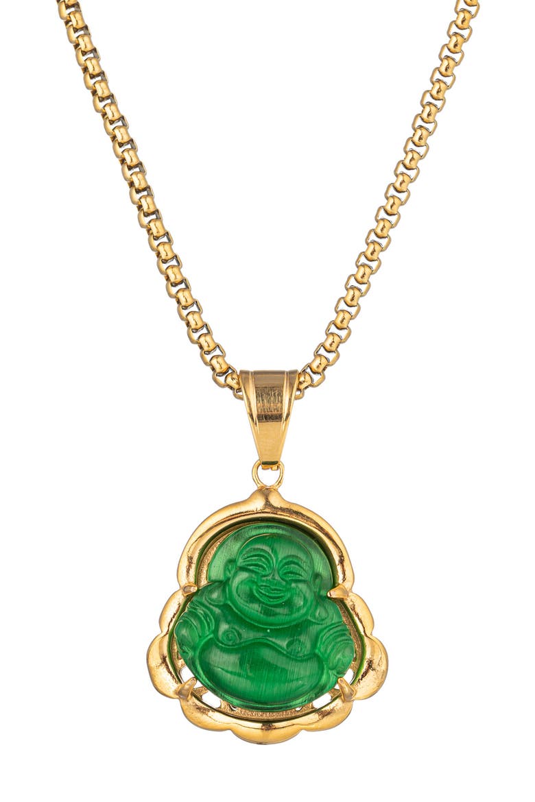 Buddha Pendant Necklace, Main, color, GOLD