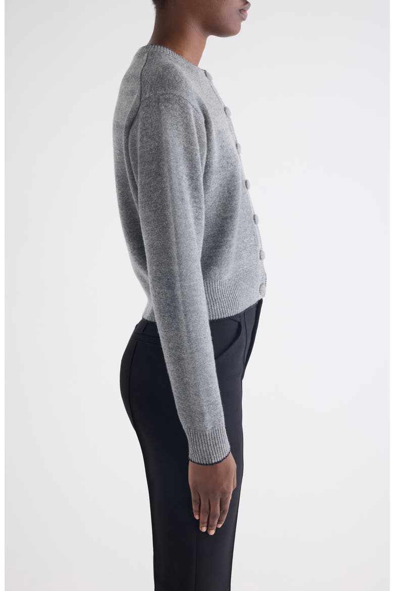 Embroidered Logo Crop Wool & Cashmere Cardigan, Alternate, color, DIVINE GREY