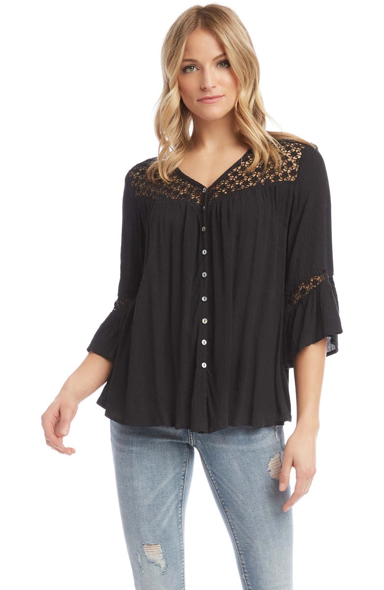 Karen Kane Lace Inset Blouse, Alternate, color, 