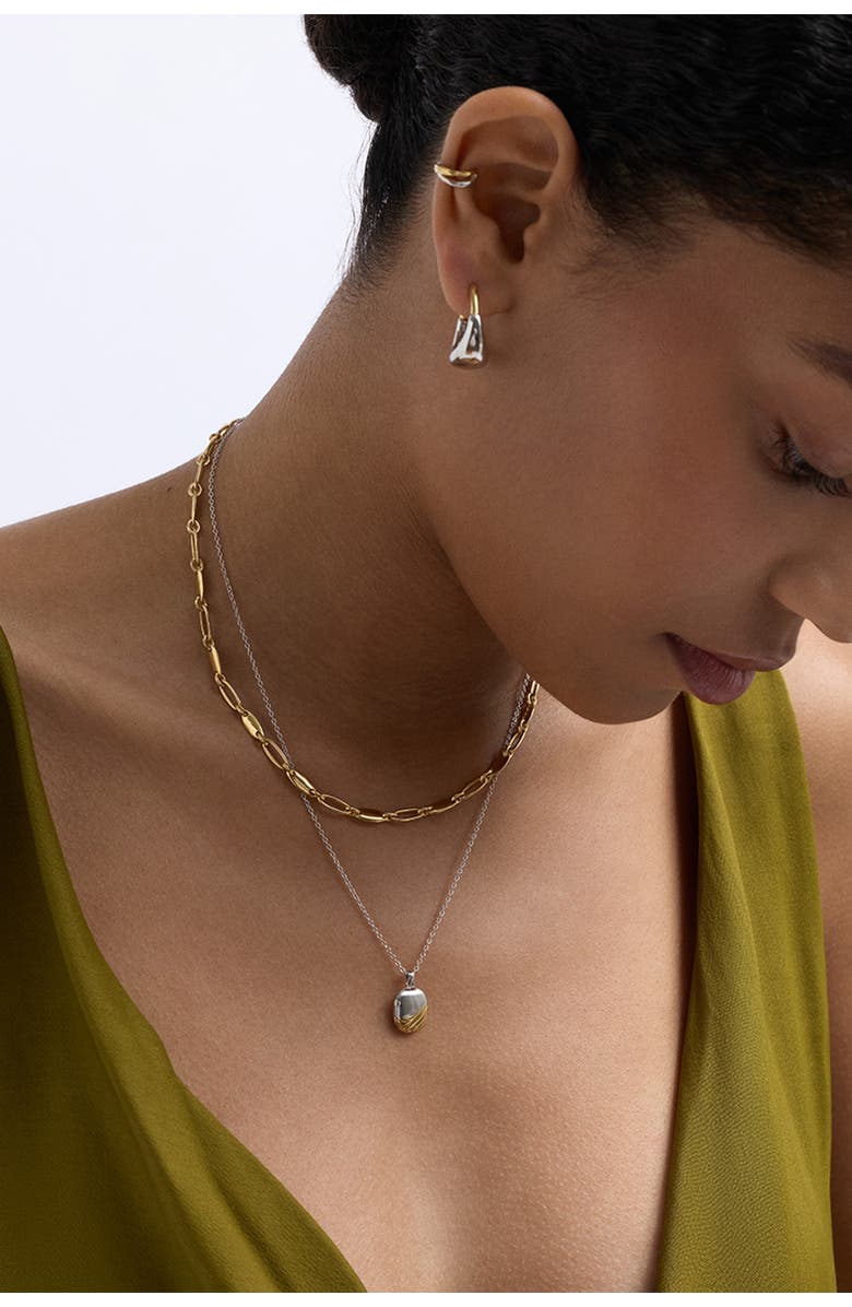 Astley Clarke Aurora Weave Mixed Metal Locket Necklace, Alternate, color, Sterling Silver