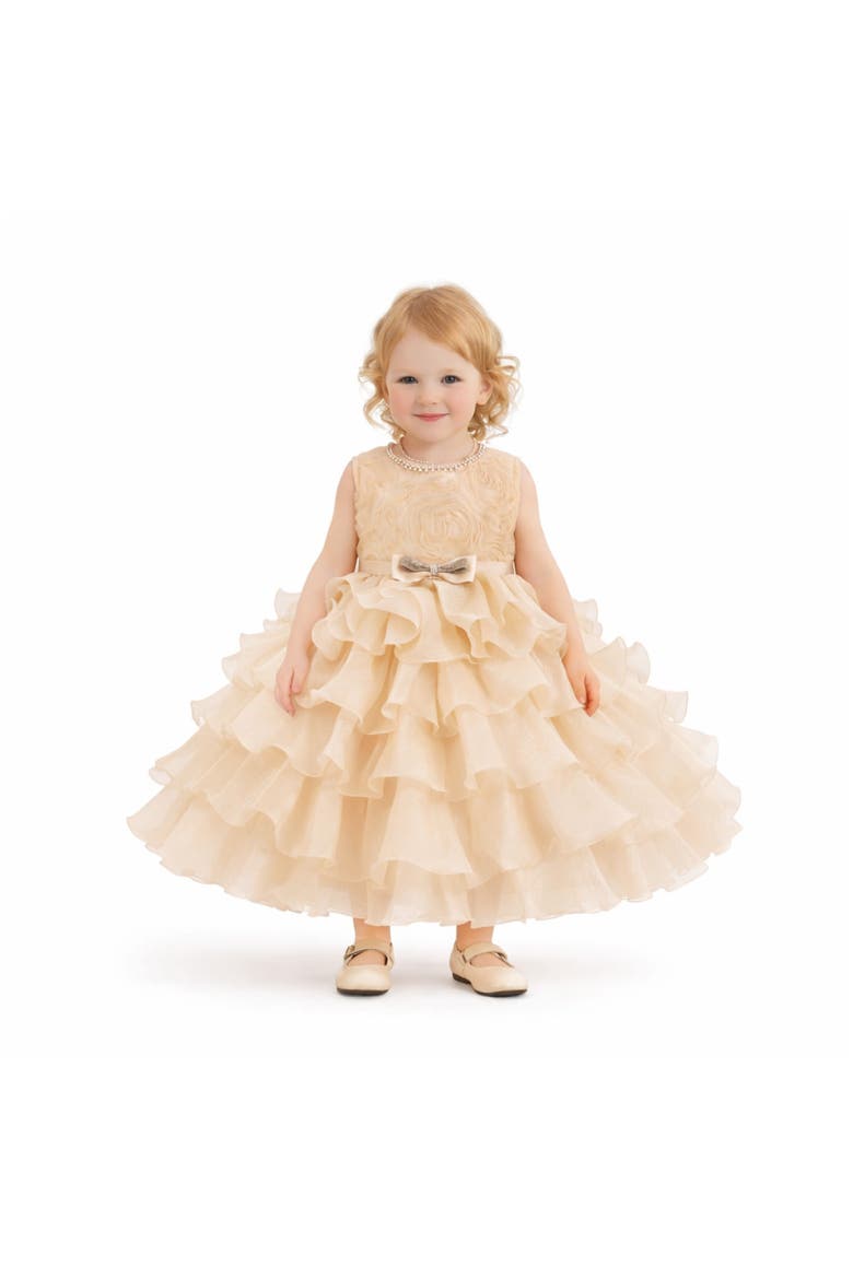 Cream Floral Ruffle Occasion Dress, Alternate, color, Cream
