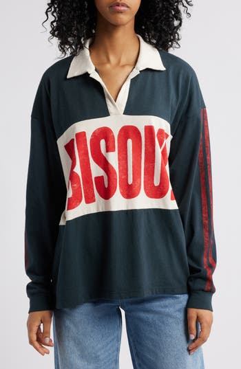 Daydreamer Bisou Stripe Cotton Graphic Rugby Shirt