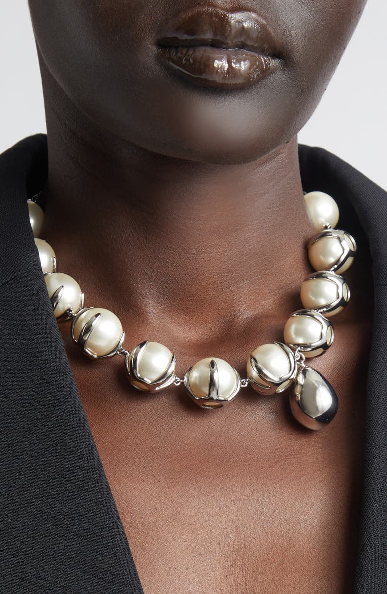 Givenchy Spiky Faux Pearl Necklace, Alternate, color, White/ Silvery