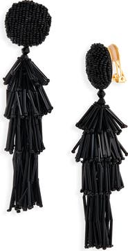 Oscar de la Renta Fringe Tassel Clip-On Earrings